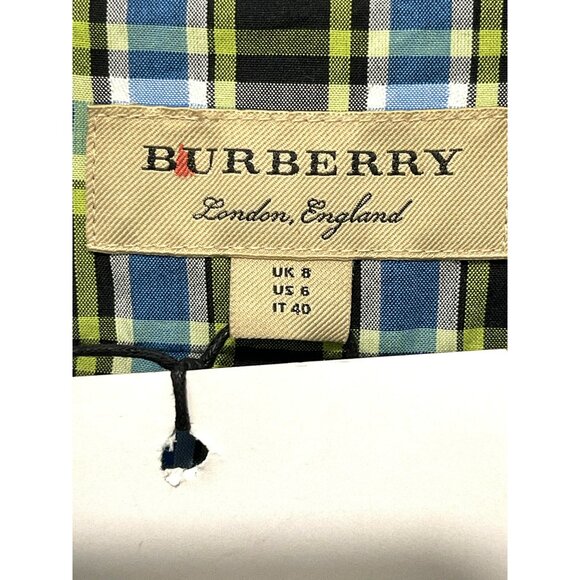 Burberry Jumpsuit Check Tie Waist Azure Blue Size 6 NWT - Picture 7 of 12